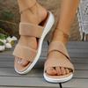 Women's 2026 New Double Strap Knit Platform Slides Sandals Breathable Comfortable Casual Summer Shoes