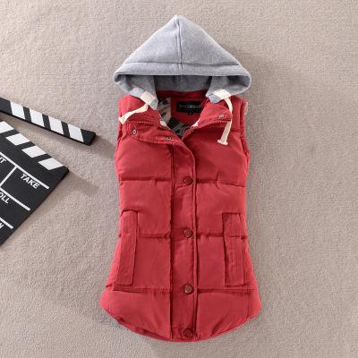 Autumn and winter new women's sports and thin hooded cotton peach leather velvet vest women's short vest