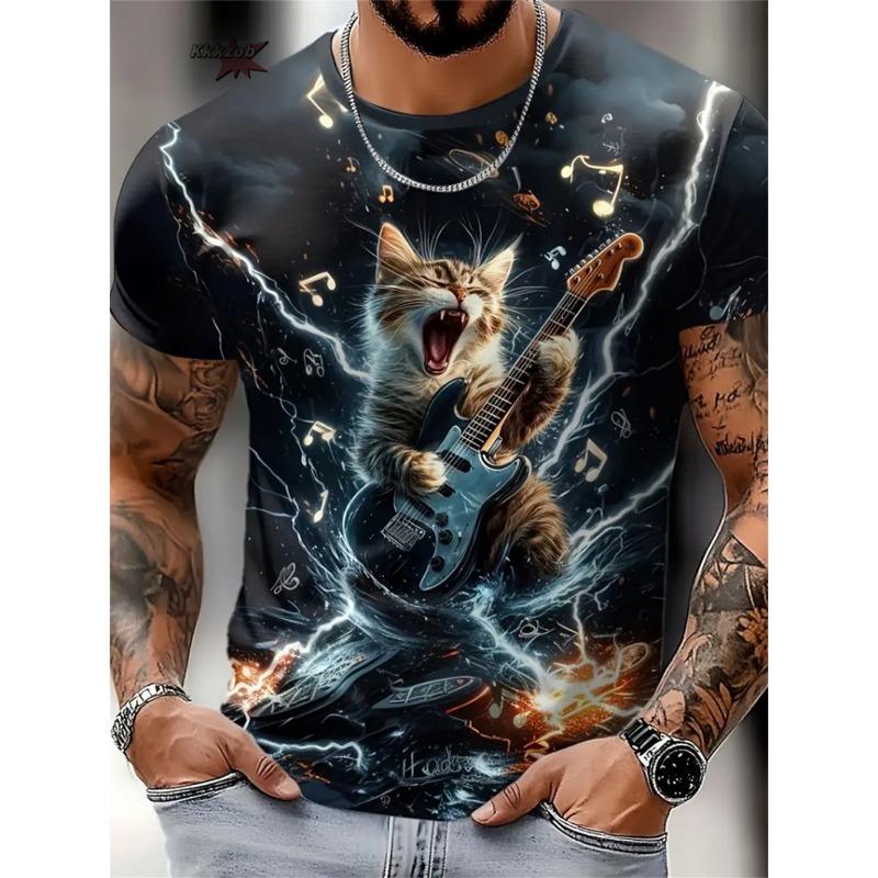 Men's 3D Warrior Cat Pattern Animal Printed T-shirt