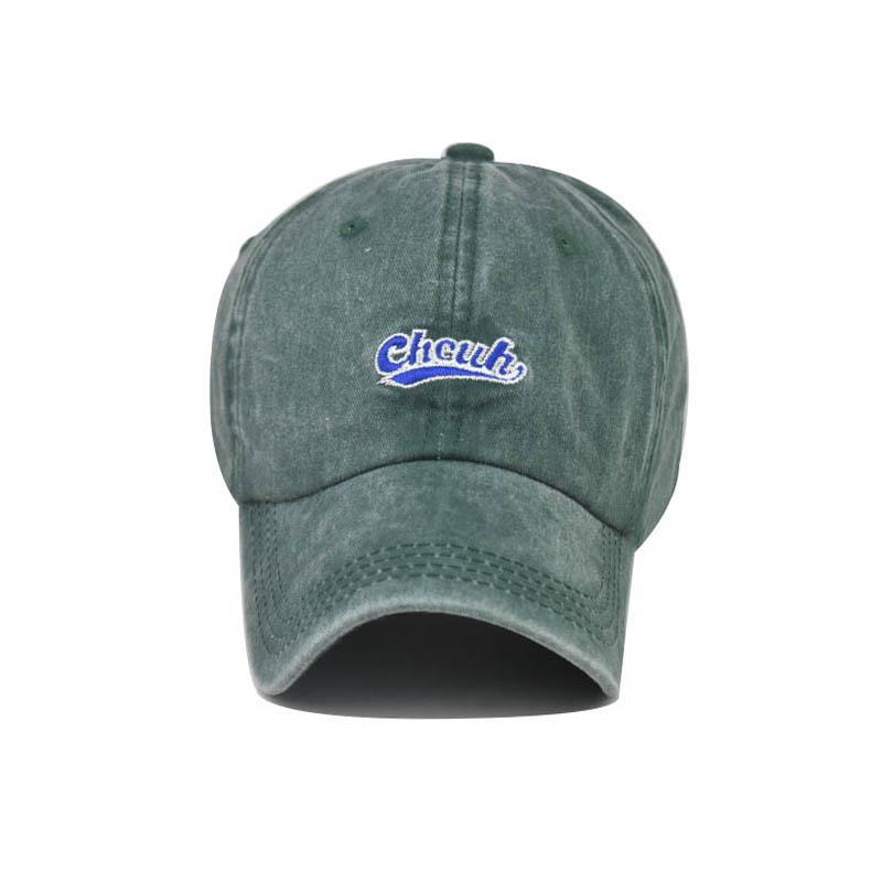 New washed old denim fabric baseball hat ch small letter embroidered cap