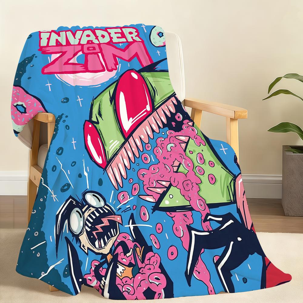 

I-Invader cute Z-zim-m Blanket Throw Super Cosy Plush Living Room Sofa Couch Childish Birthday Gifts 75cmx90cm