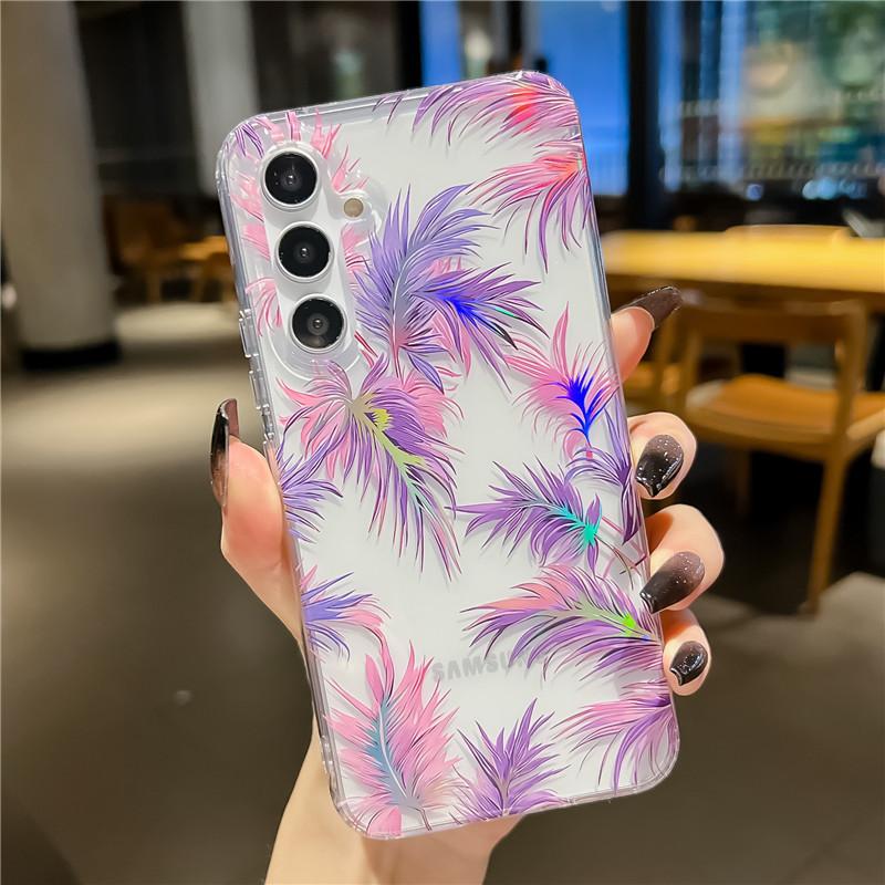 Suitable for Samsung S24 Ultra Mobile Phone Case S23 Laser Flower A55/A15 Electroplated Imd Double Sided Coating Cover