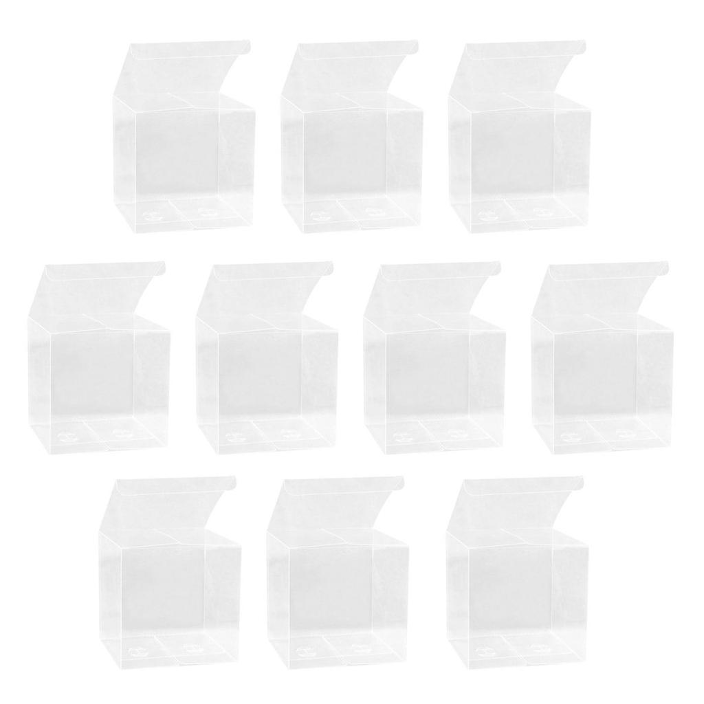 25Pcs 4x4x4cm Clear PVC Plastic Packing Boxes Food Safe Transparent Candy Chocolate Jewelry Gift Favors for Wedding Party Baby