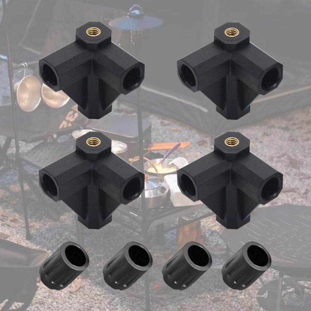 4pcs Table Feet Protectors with 4x Camping Tables Connectors Table Leg Cap Covers for Outdoor Activities Picnic BBQ