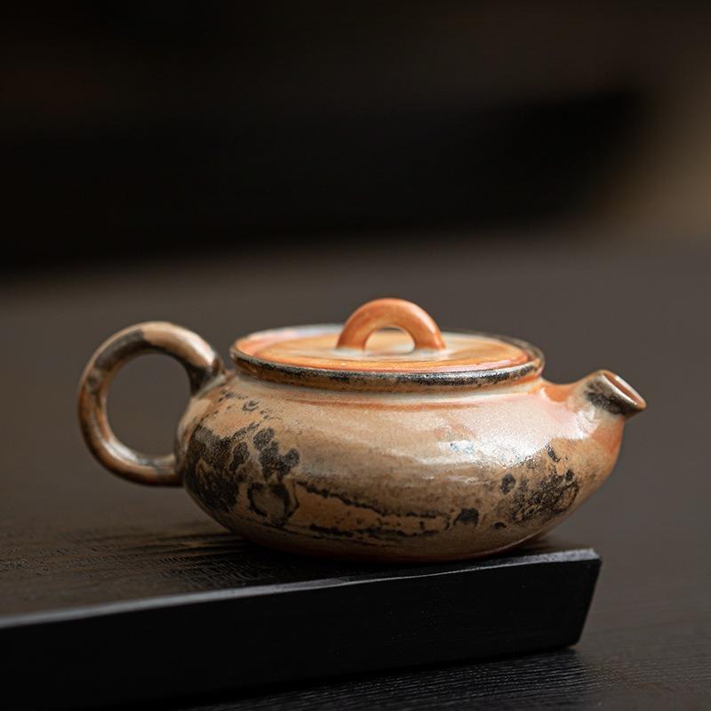 

80 мл Японский фарфоровый чайник Zhiye, обожженный на дровах, ручной работы, с позолоченным серебряным котом, ситечко для заваривания, посуда для напитков, бытовая посуда для чая
