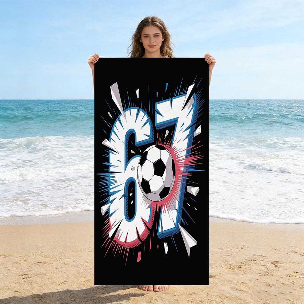 

Six Seven 67 Friendship Football Beach Towel Quick-drying Super Absorbent Suitable for Beach Vacation Pool Gym Gift for Friends W30*H60(CM)