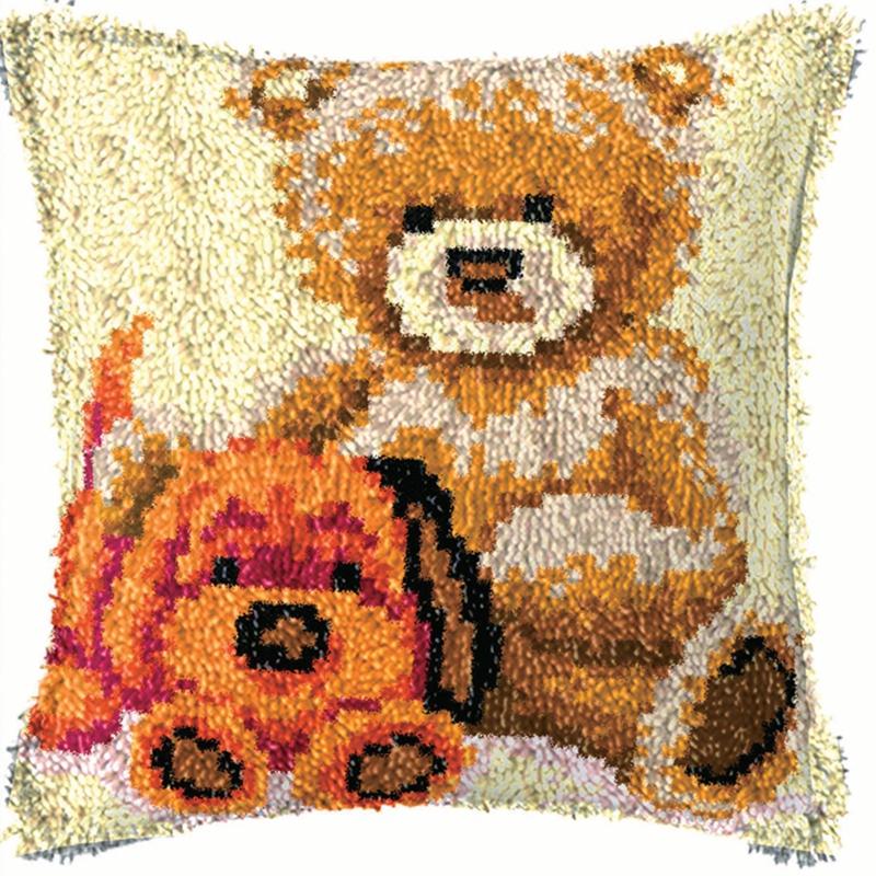 Cartoon Animal Pillow Embroidery Latch Hook Kit Carpet Undefined Latch Hook Rug Button Pad Set Smyrna Package Knooppakket Kits