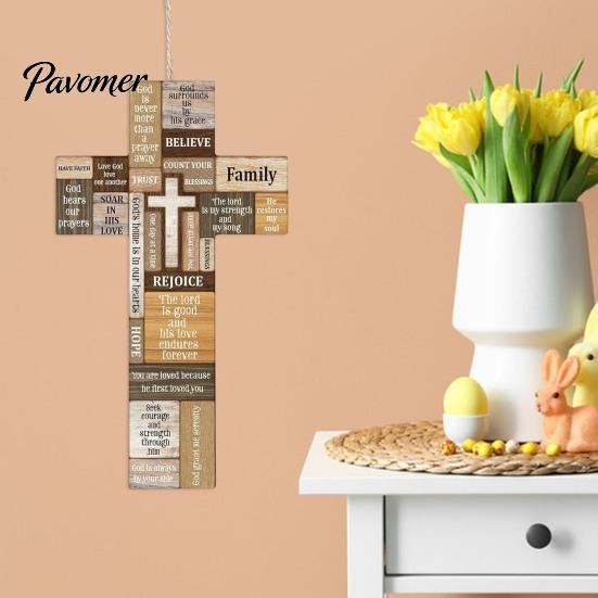 Decorative Wooden Crosses Easter Cross Ornament, Rustic Hanging Pendant with Hemp Rope Wall Ornament for Bedroom Decor, Religious Home Decoration,