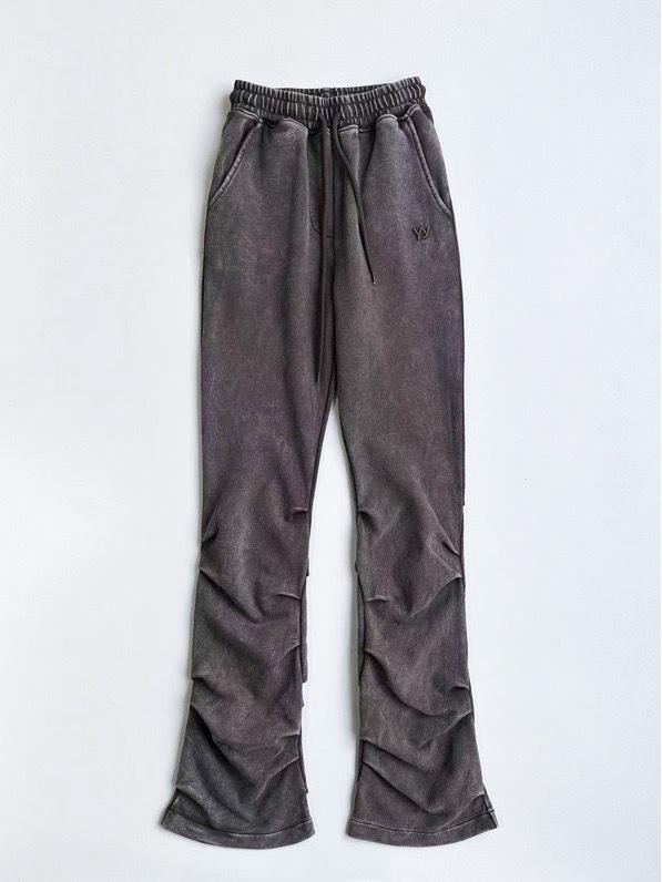 

Korean Style Slim Fit Flared Pleated Drawstring Washed Long Pants Size 1 коричневый