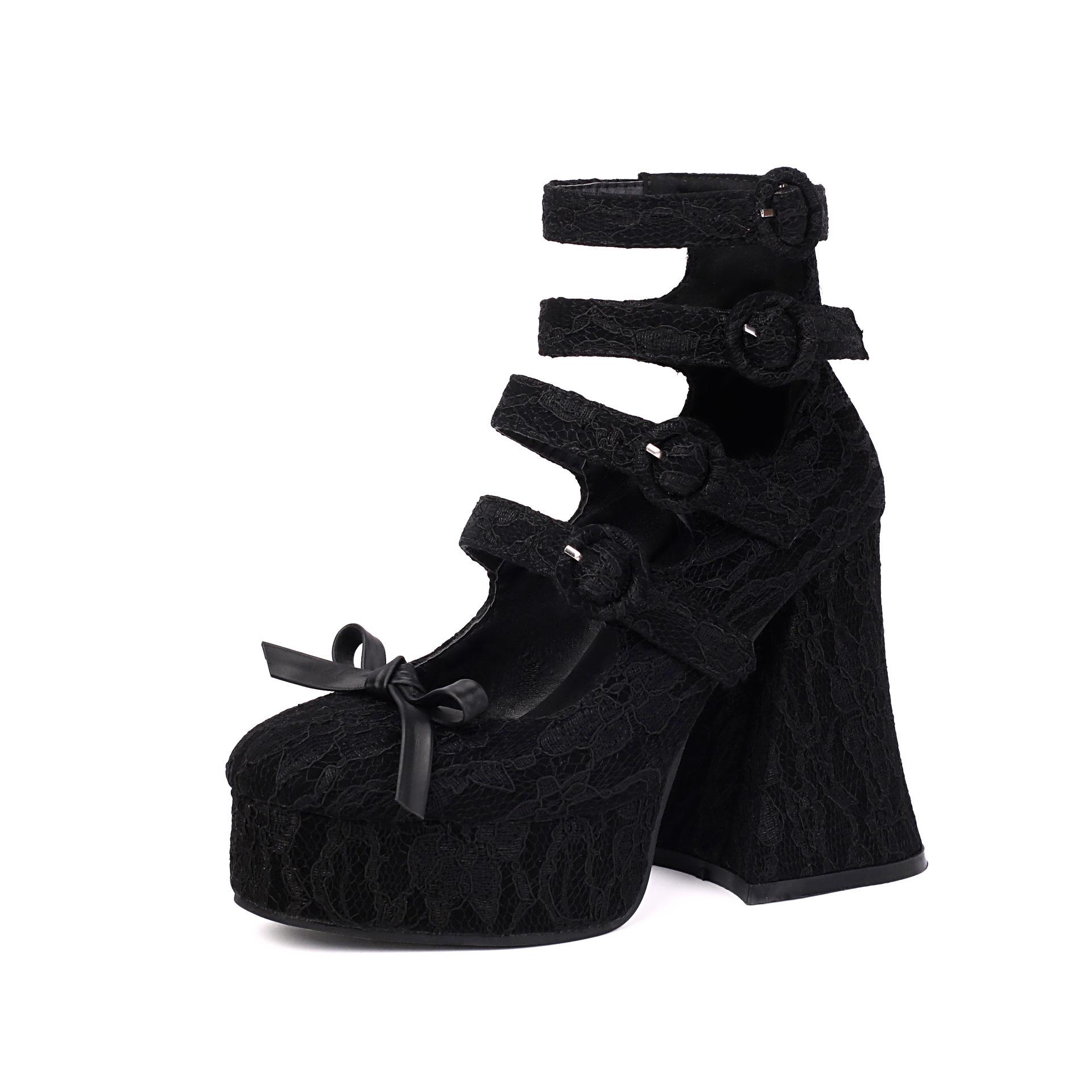 Single Shoes Wind Lace High Heels