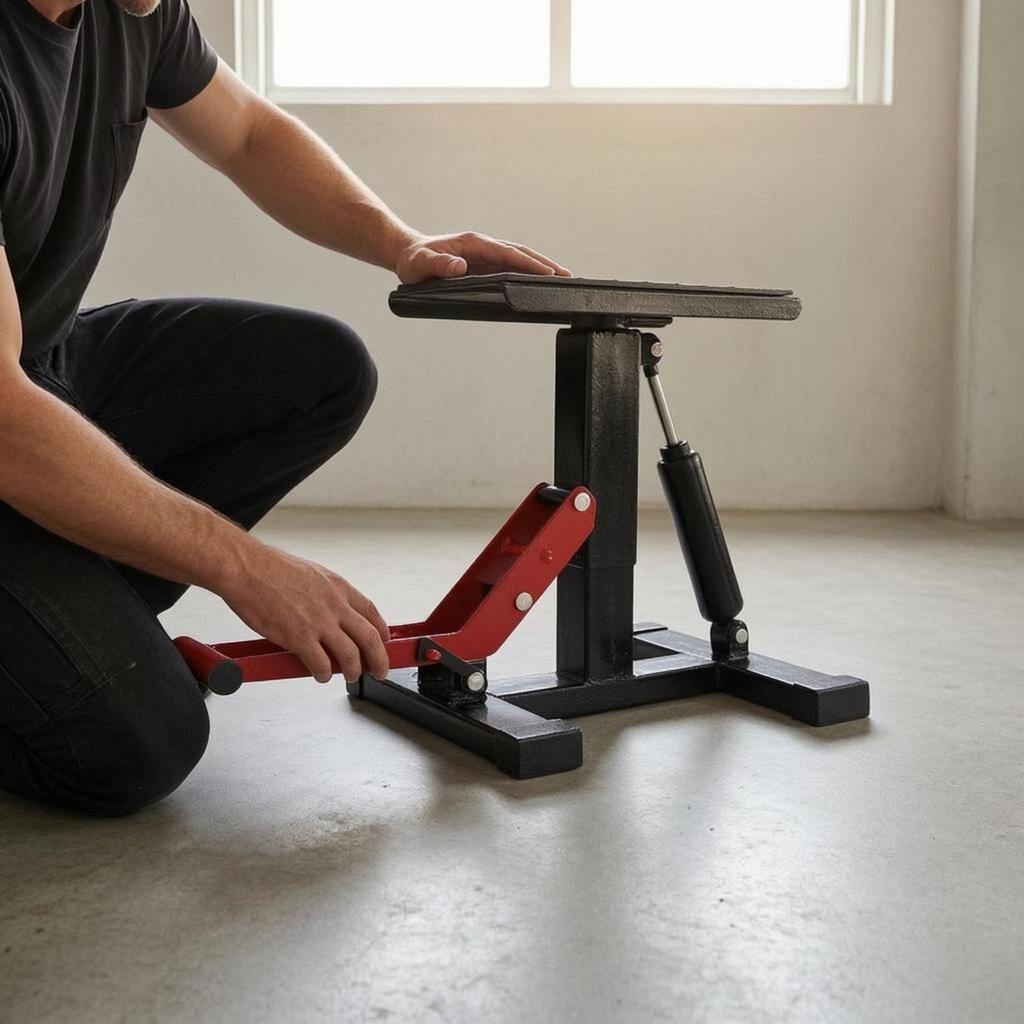 Motorcycle Lifting Stand Diamond-Plate Steel Frame for Workshop