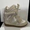 Simedeng FASTTRACK Genuine Leather Wedge Sneakers - Color Block Women's Casual Sports Style