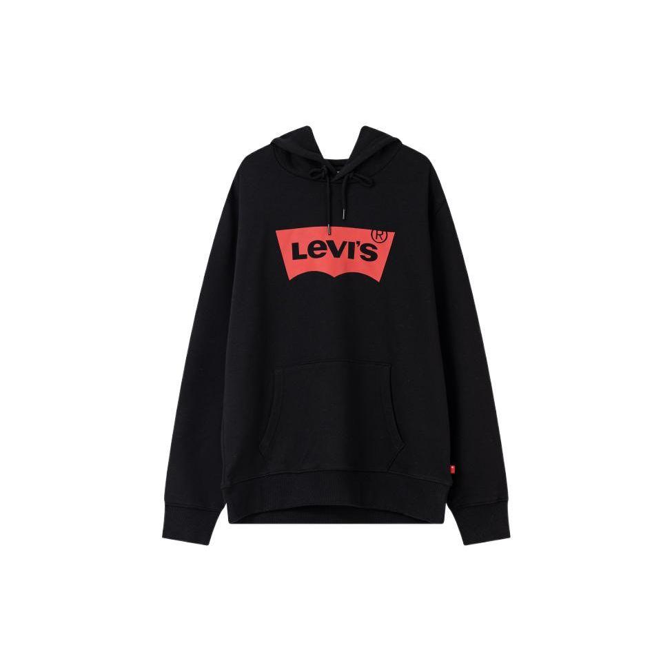 Levis FW22 Свитшот с капюшоном и принтом логотипа, свободного кроя, с длинным рукавом, мужской, черный A4958-0000 L