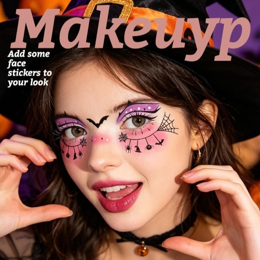 Spider Web Halloween Face Temporary Tattoo Waterproof Body Art Scar Stickers Kids Adult Make Up