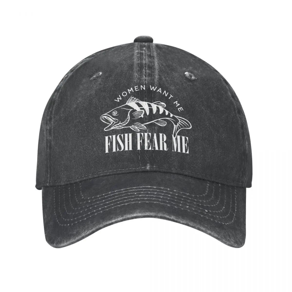 

Женская бейсболка Want Me Fish Fear Me, винтажная потертая джинсовая кепка Meme Sun Cap для мужчин и женщин, всесезонные регулируемые кепки для путешествий, шляпа Adjustable