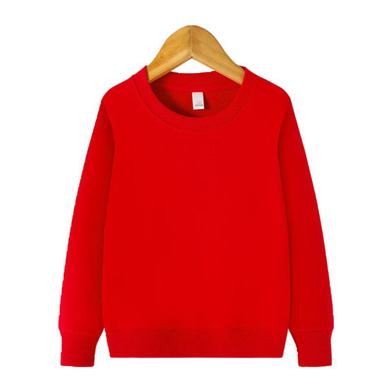 Ensfarget langermet genser med rund hals - Allsidig koreansk pullover for barn vår og vinter