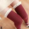 1 Pair Women Fashionable Solid Color Warm Cotton Thigh High Long Stockings Knit Over Knee Lace Girls Socks Accessories Creative