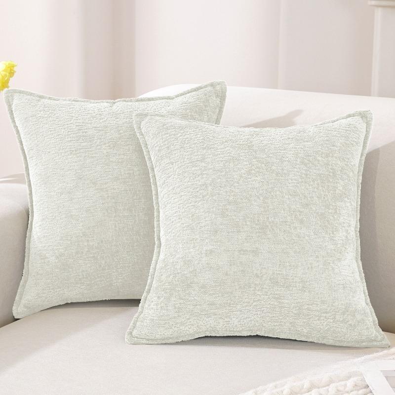 Large Size Thickened Chenille Throw Pillow Cover Removable Washable Solid Color Sofa Square Waist Cushion Case Home Decoration
