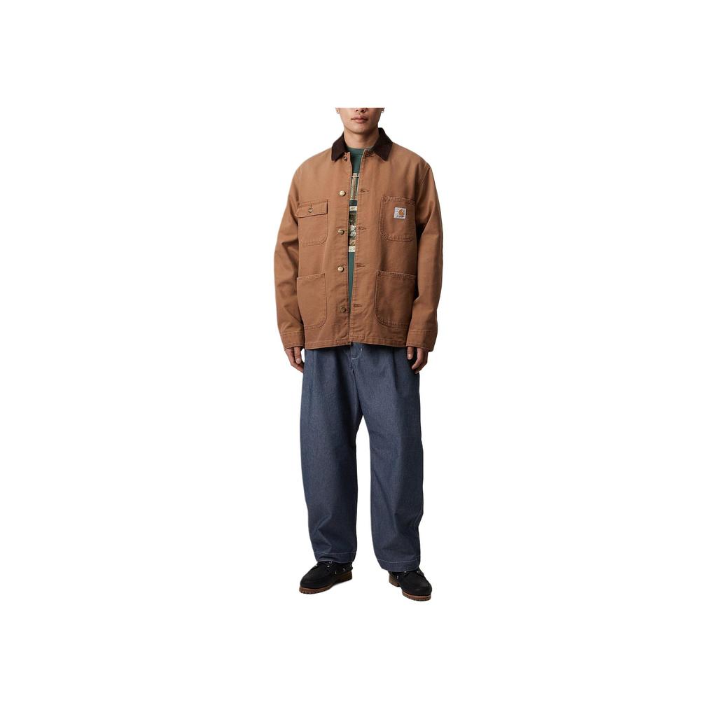 Carhartt WIP Chore Loose Diamond Quilted Square Label Long Sleeve Jacket Men Jacket Brown I035281-00S-3K
