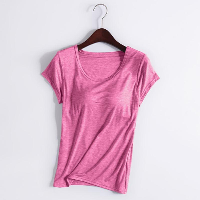 Plus Size Women Short Sleeve Vest With Built In Bra Pad Casual Home Base Wear