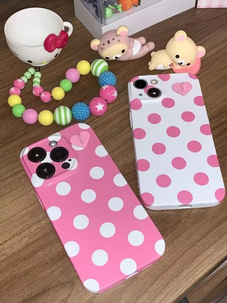 Fashion Cute Polka Dot Phone Case For IPhone 17 16 15 14 13 12 11 Air Pro Max XS XR XSMax 6 7 8 Plus Glossy Film Hard PC Cover
