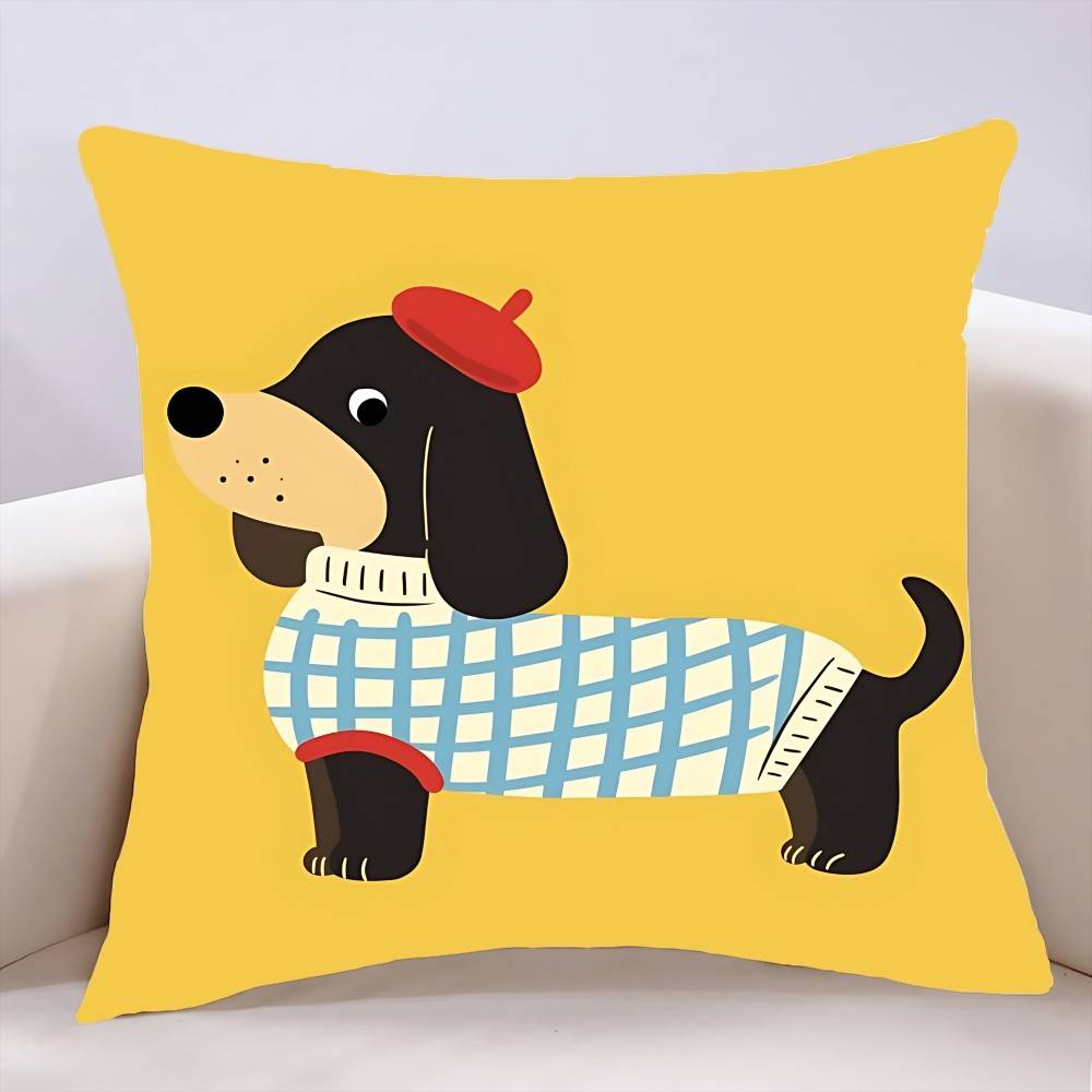 Sausage Dog Dachshund Cute Pillow Case Cushion Cover Soft Cute Throw Pillow Case For Car Sofa Pillowcase Polyester With Zipper