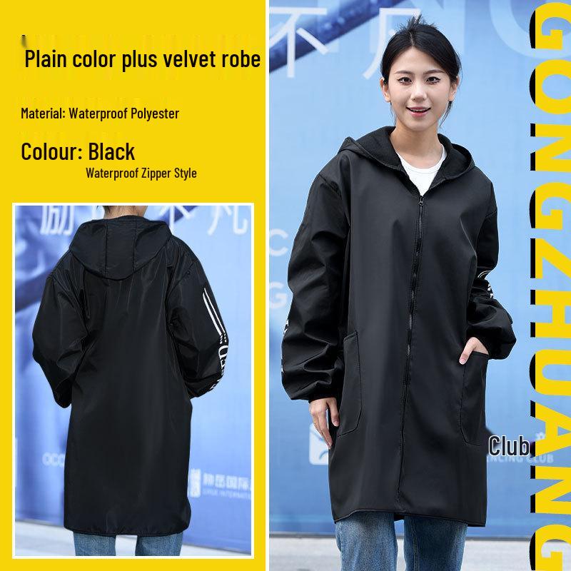 Customized Waterproof Fleece-Lined Hooded Long-Sleeved Blue Overalls for Winter Work. Large