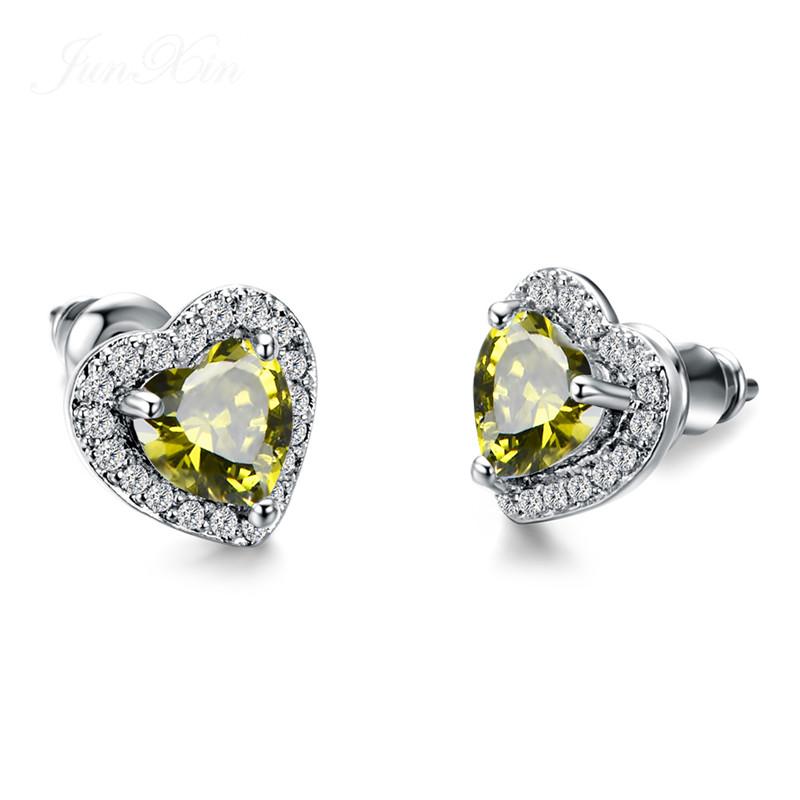 Luxury Female Black/Green/Red/Blue/White Stud Earring Fashion Small Opal Heart Earrings For Women Vintage Wedding