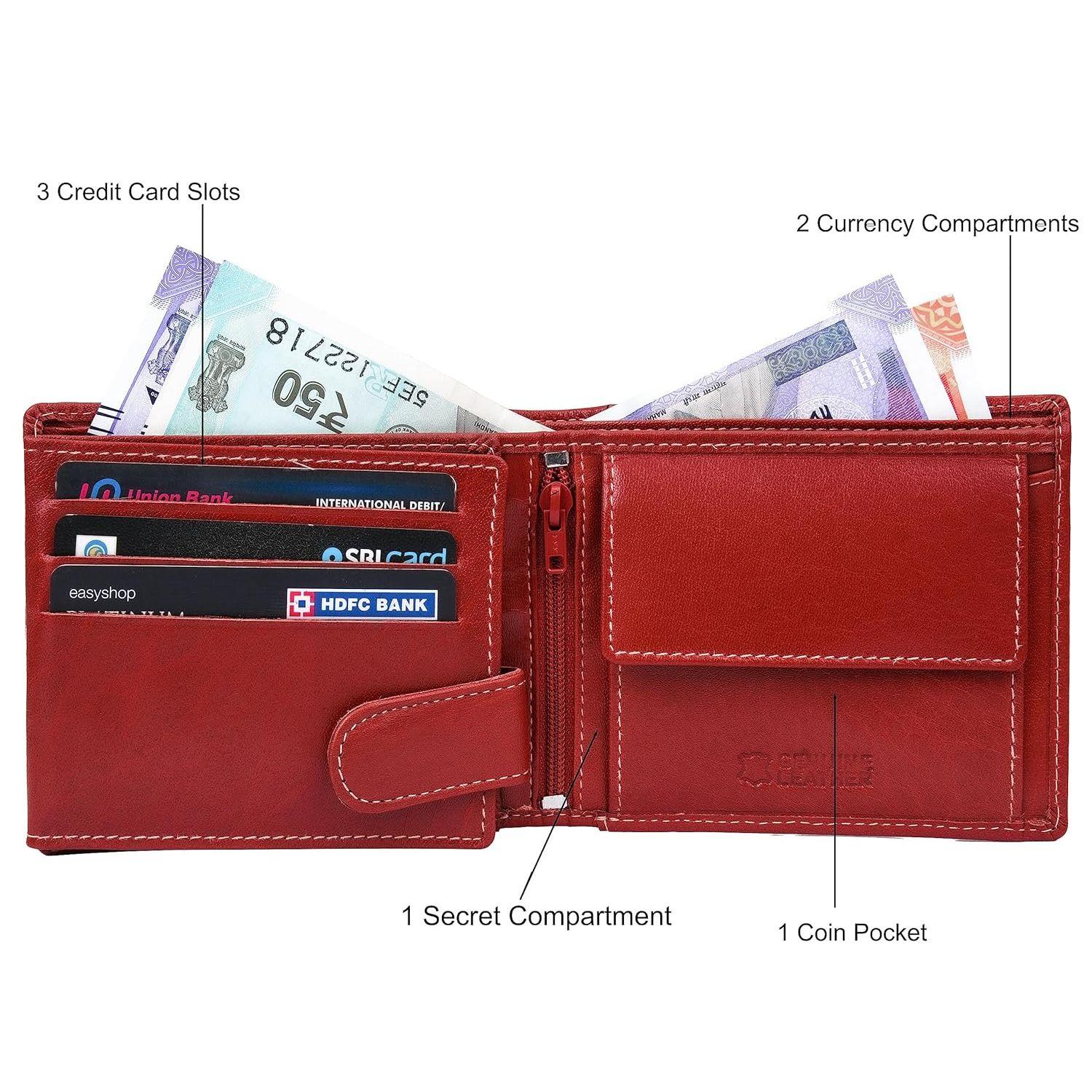 Мужской анилиновый красный кожаный кошелек Oliver 13 X 11 X 2.5 CM красный — фото 3