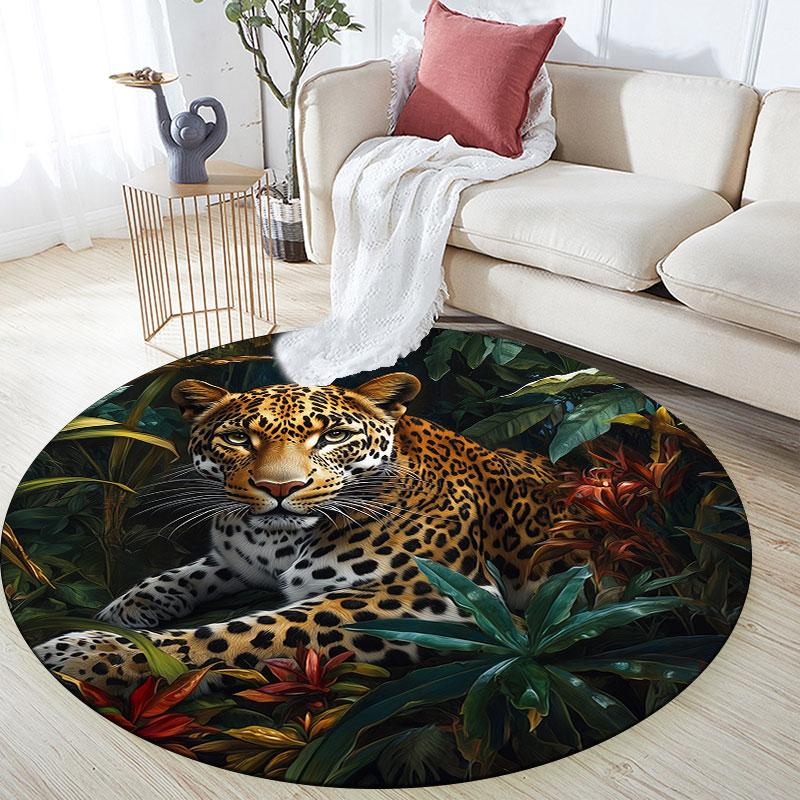Leopard Pattern Round rug,Carpet Rug for Living Room Bedroom Playroom ,Non-slip Floor Mat,Holiday Gifts and Birthday Gifts.