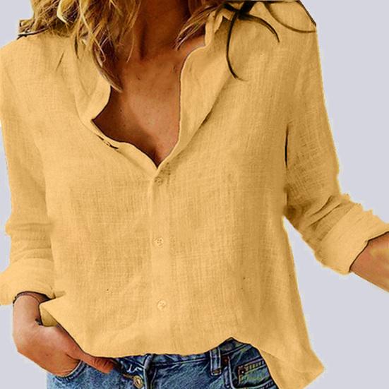 Women Shirt Solid Color Single-breasted Spring Summer Elegant Loose-fitting Shirt for Daily Wear