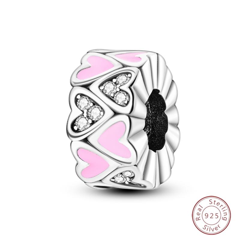 Design 925 Silver Heart Claw Print Bee Conch Text Shining Zircon Fixed 3mm Charms Beads DIY Jewelry Making