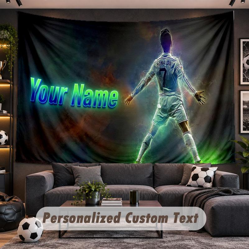Wall Hanging Tapestry Custom NameCristiano Ronaldo Pattern Personalized Printed Fabric Wall Decor