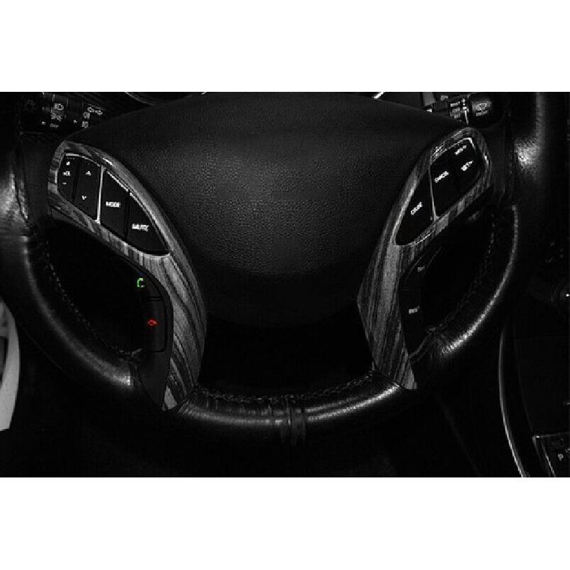 For Hyundai Elantra 2011-2016 Wood Grain Black Steering Wheel Button Frame Trim