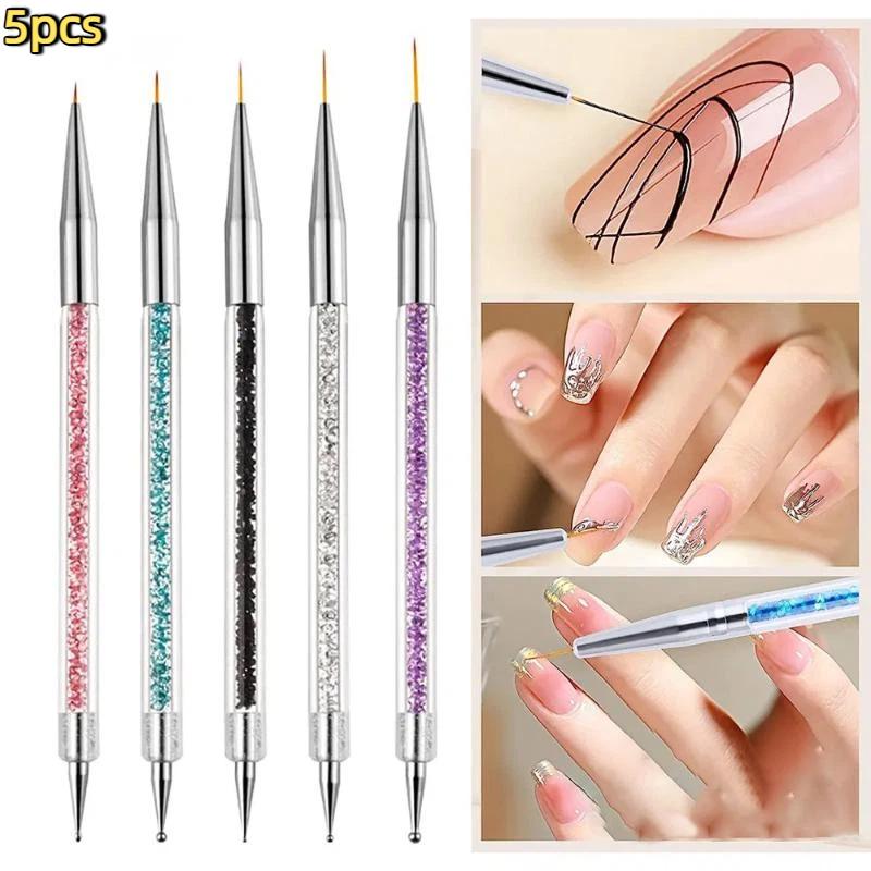 5Pcs Nails Art Dotting Pen Acrylic Drawing Liner Supplies Brush Rhinestone Gems Picker Uv Gel Painting Manicure Accessoires Tool