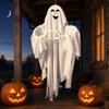 Halloween Geist Anhänger, Herz Handgeste Verhüllter Geisterbote Statue, Leuchtende Augen Leuchten Auf, Halloween Außen Rasen Dekoration, Spukhaus