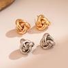 Fashion Gold Silver Color Twist Knot Stud Earrings For Women 2026 New Trendy Metal Circle Smooth Geometric Earring Jewelry