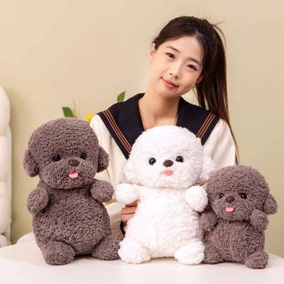 Cartoon Bichon Protruding Tongue Plush Toys Simulation Puppy Kawaii Dog Stuffed Animals Dolls Cute Birthday Present for Children