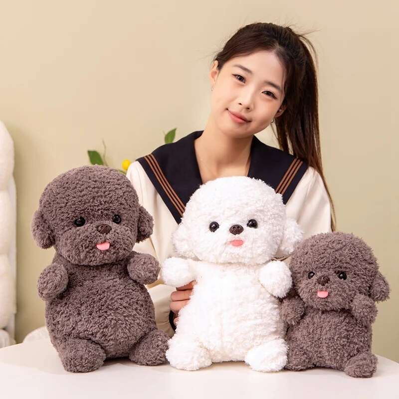 

Cartoon Bichon Protruding Tongue Plush Toys Simulation Puppy Kawaii Dog Stuffed Animals Dolls Cute Birthday Present for Children 20cm білий