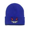Beanie anime cartoon big mouth red eyes embroidery knitted hat pullover thermal hat autumn and winter wool hat female