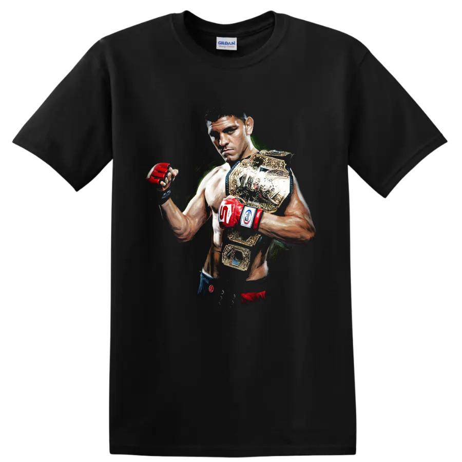 B J Penn MMA Fighter Championship Belt Red Gloves T Shirt Combat Sports Tee Art
