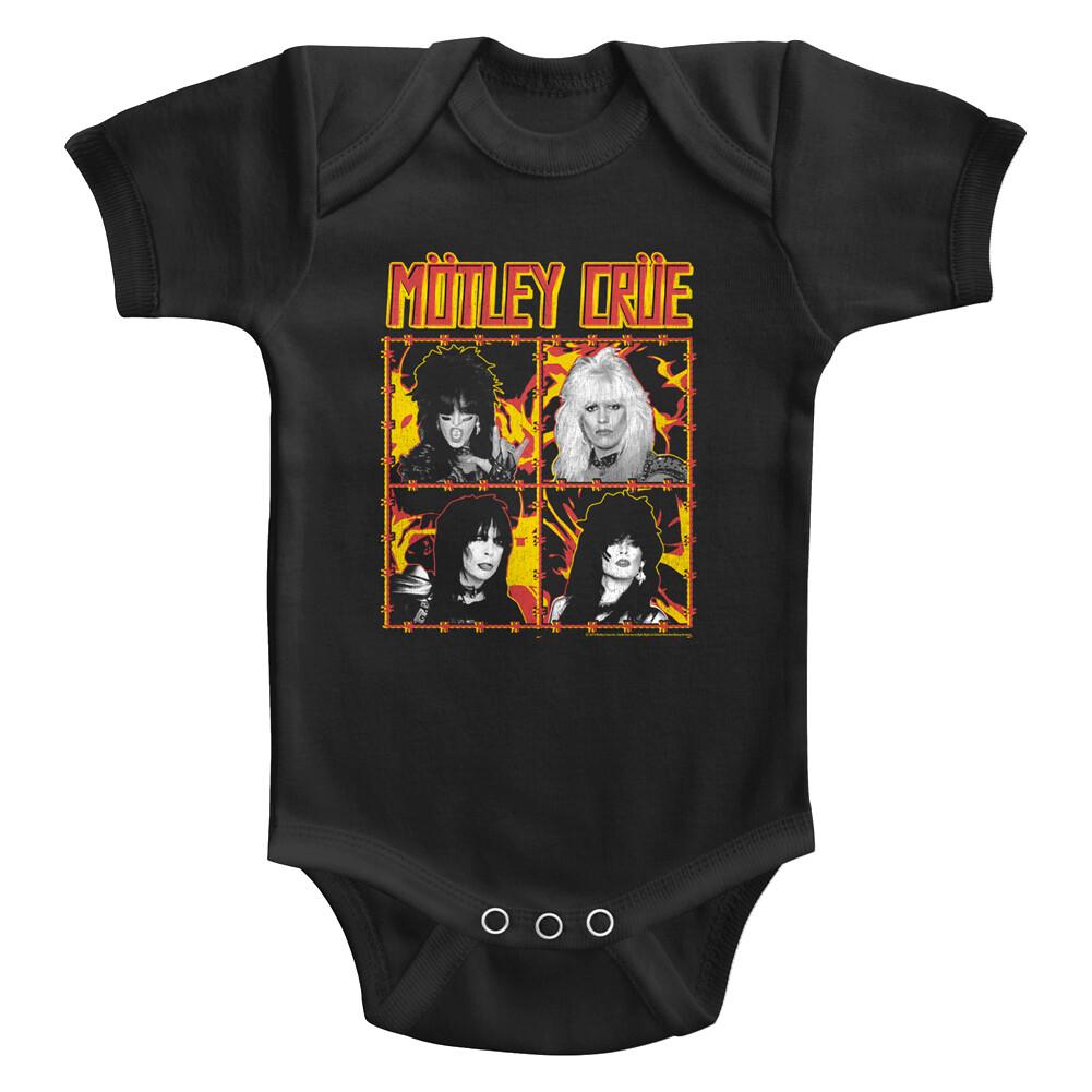 Motley Crue Fire Barbed Wire Baby Body Suit Rock Band Infant Romper Heavy Metal L