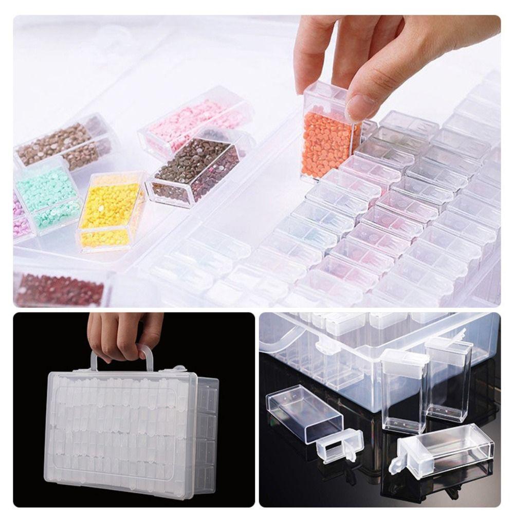 64 Grid Painting Storage Box Thicken Bead Organizer Jewelry Drill Storage Box Nail Salon