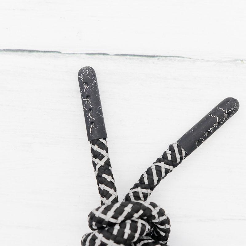 Weiou Laces Reflective Adjustable Buckle Open-ended Metal Tips Black/White Crackle Finish Customizable Pair for Various Brands