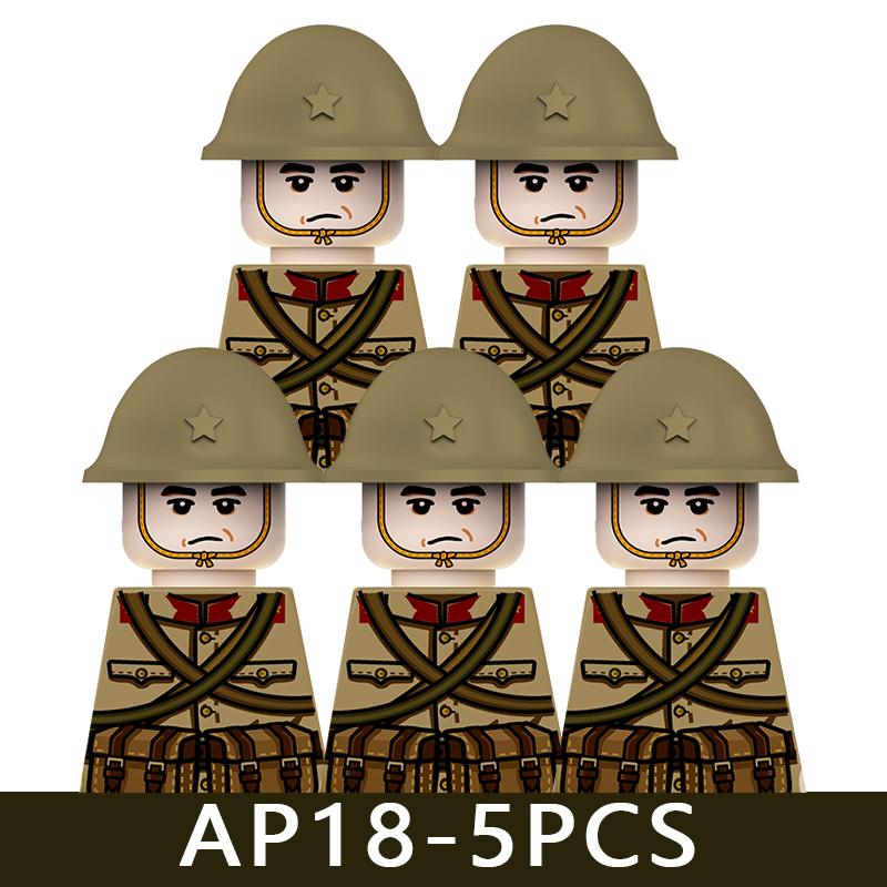 WW2 Military Soldier Figures Building Blocks Army Japanese Warrior Medical Nurse Officer Infantry Helmets UV Printed Bricks Toys