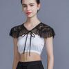 Elegant Lace Trimmed Polyester Shawl For Weddings Parties Office Lightweight Breathable Wrap