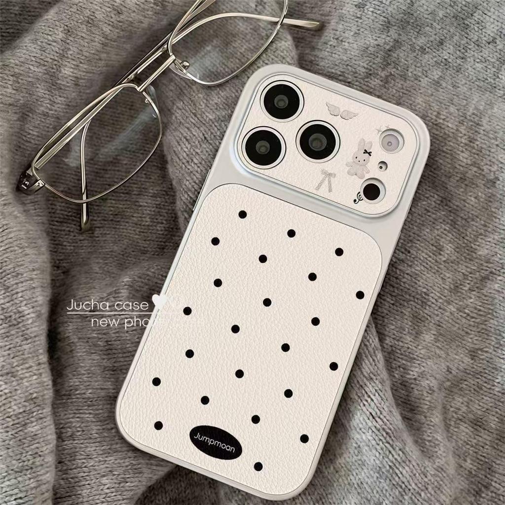 Polka Dot Rabbit Full-Coverage Protective Case for Apple 17Pro/16/15/14/13/11 with Camera and Button Protection