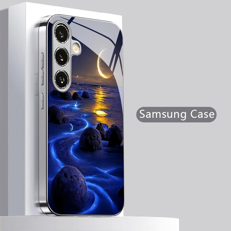 Fluorescent Reef Pattern 2D Phone Case for Samsung S26 S25 S24 S23 S22 S21 S20 A56 A36 A16 Electroplated Glass Protective Cover