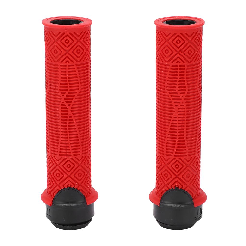 2Pcs Bike Handle Grip Rubber Anti Slip Wear Resistant Ergonomic Hollow Design Bike Handlebar Grips Cover Red