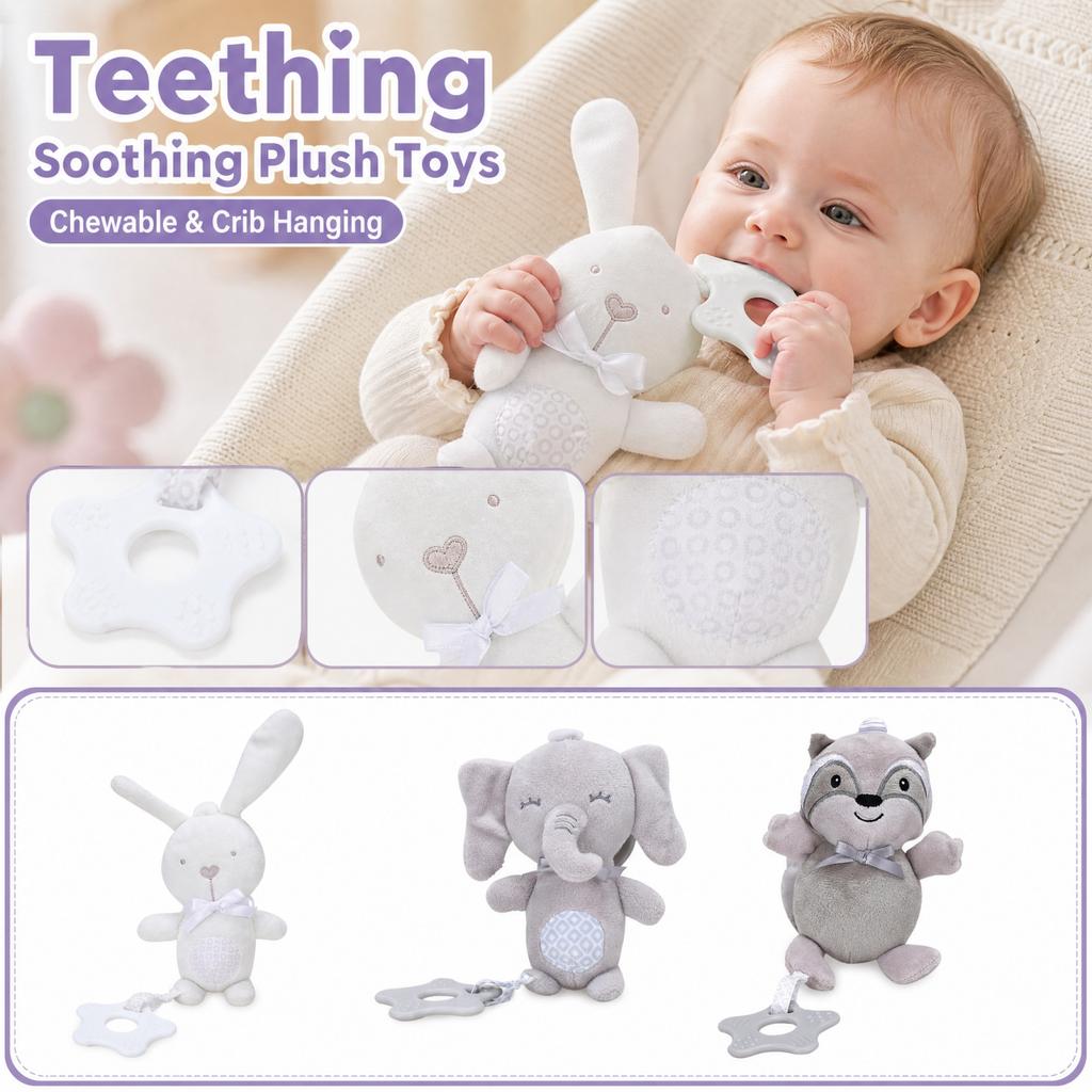 Baby Teether Hanging Toy for Soothing with Attachment